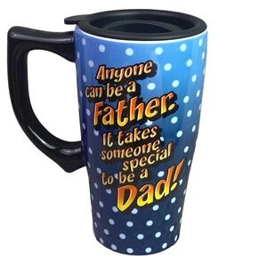 Dad Father 18oz Ceramic Travel Lid Handle Coffee Cup NIB‎